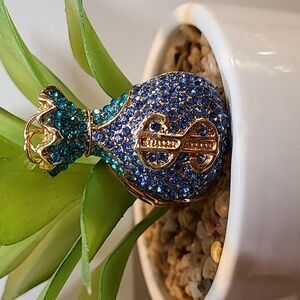Rhinestone‎ Money Bag Charm Keychain Blue Gold Bling Purse Handbag Keyring